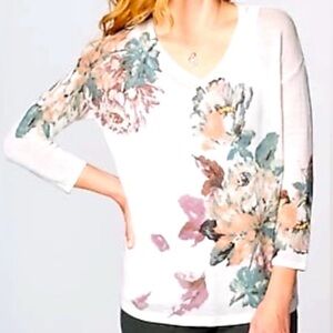 J Jill Linen Blend Floral Sweater